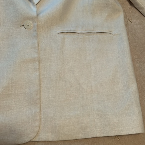 Michael Michael Kors Women's Ruched Sleeve White Linen Blazer Sz 16 - Picture 8 of 14